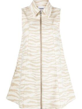 GANNI zebra-print denim minidress